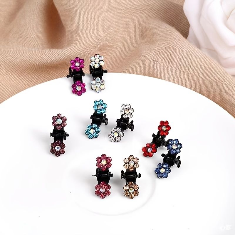 24 St Flickor Rhinestone Flower Hair Claw Clips