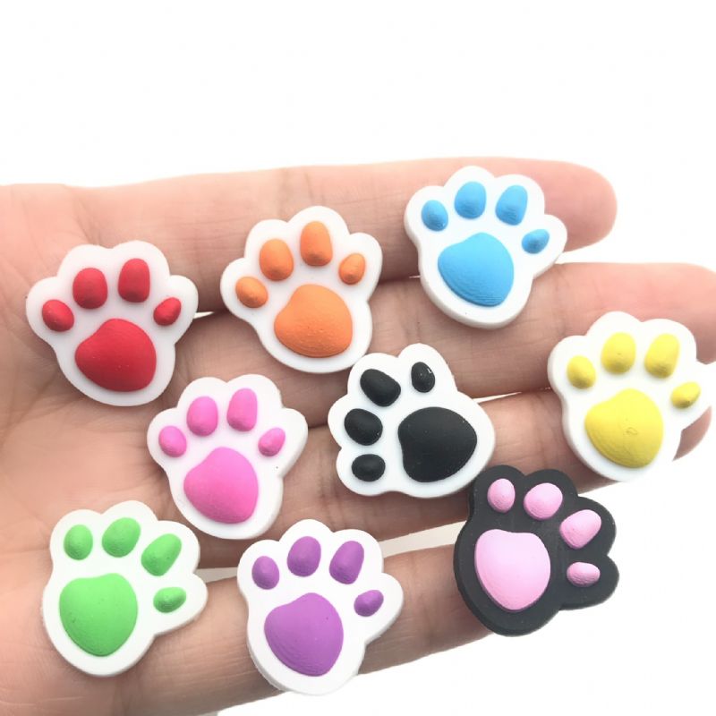 9st Paw Print Sko Berlocker För Träskor Pvc Skodekorationer Tillbehör Passar För Clog Pins Armband Barn Flickor Pojkar Sandaler Tofflor