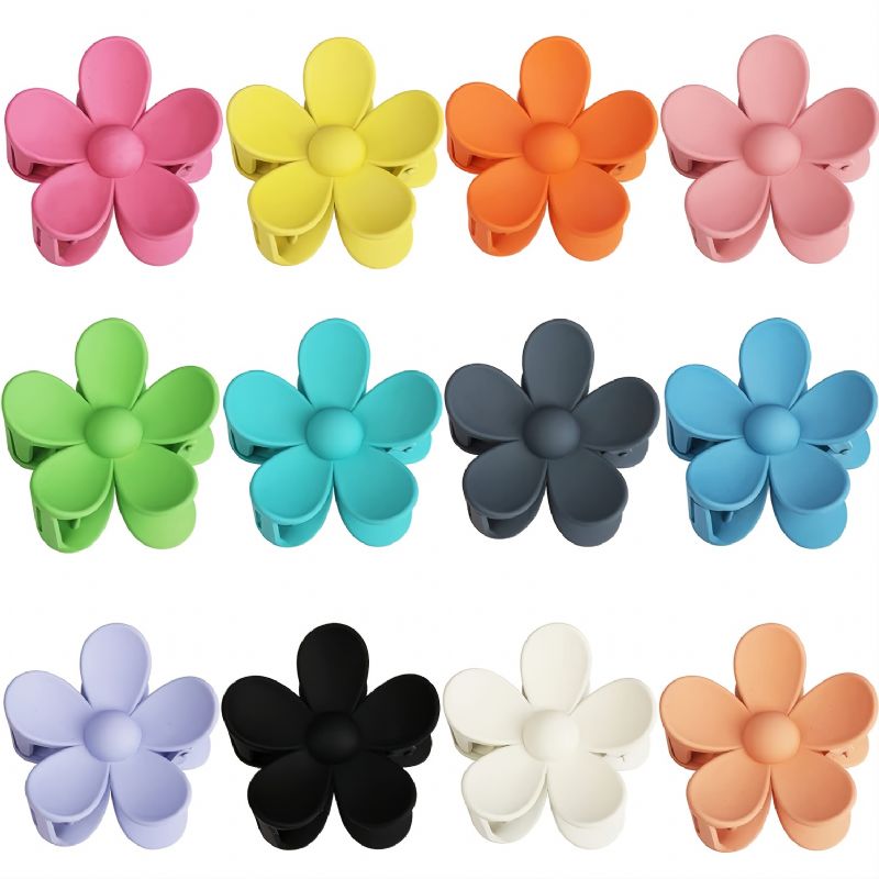 Flower Claw Clips Stort Hår Käkklämmor För Kvinnor Tjockt Hår Matt Hår Klo Halkfritt Starkt Grepp Hårklämmor Spännband Huvudbonader Tillbehör För Tunt Hår 1st