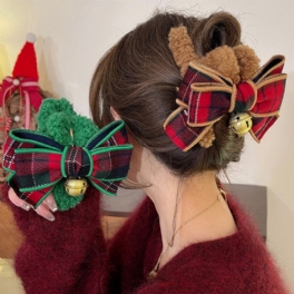 Fluffigt Plysch Hårklämmor Julbowknot Bell Hårkloklämmor Halkskydd Stora Kloklämmor För Hårdekoration Snyggt Lockigt Hår Accessoarer För Kvinnor Flickor