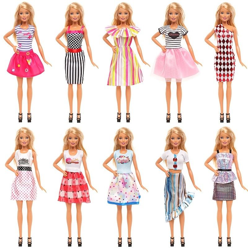 Mode Dress Up Set Casual Blus Festklänning Delfintillbehör Moderna Kläder Diy Dollhouse Toy