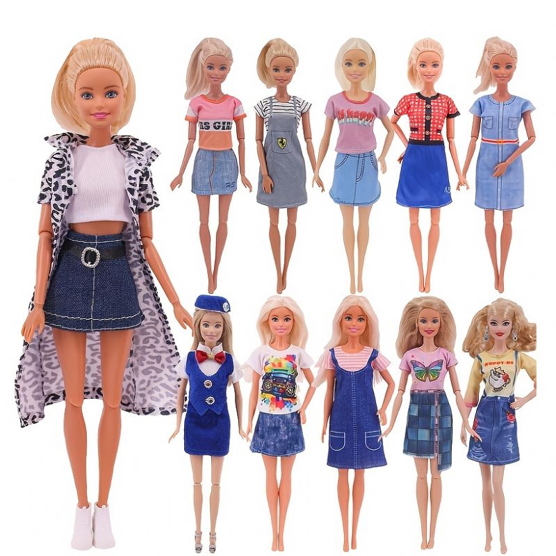 Senaste Klänningen Barbie Jeanskjol Blå Kjol Tjejdocka Kläder Passar 30 cm Dockatillbehör Gör-det-själv-present Högklackat