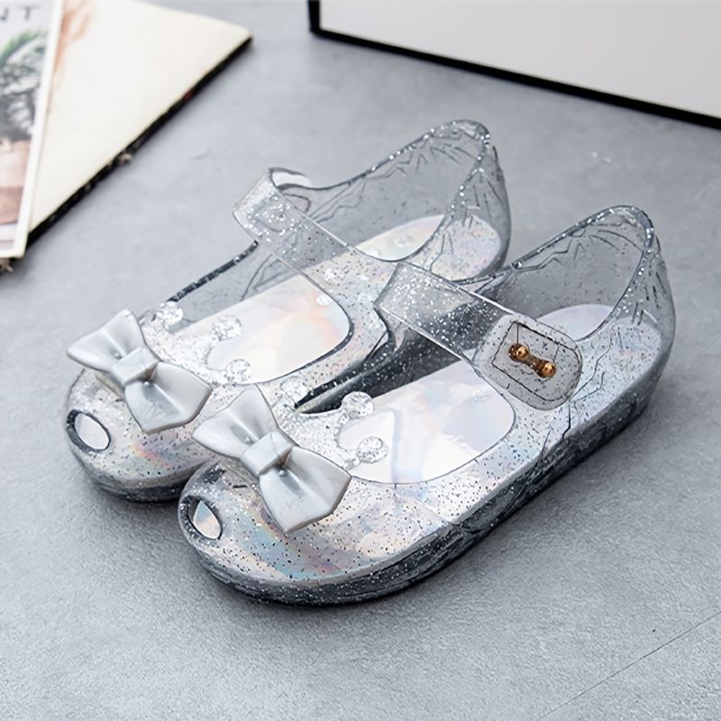 Flickor Klänning Skor Toddler Cosplay Clear Jelly Sandaler Med Rosett Mary Jane Flats (grå)