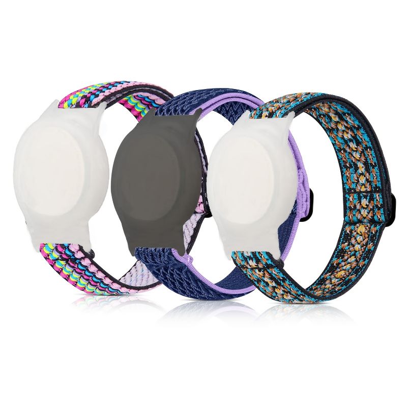 3-pack Airtag-armband Utan Klocka För Barn Stretchigt Nylonarmband Med Hållare För Apple Air Tag Skyddsfodral För Anti-förlorad Lufttag Gps-spårare Med Justerbart Klockband För Småbarn Flickor