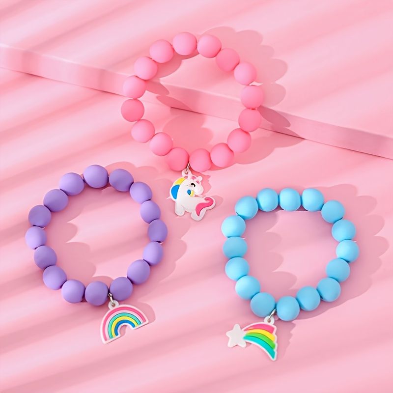 3st Rainbow Unicorn Solid Soft Beads Barnarmband