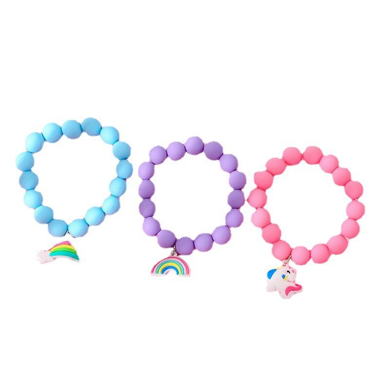 3st Rainbow Unicorn Solid Soft Beads Barnarmband