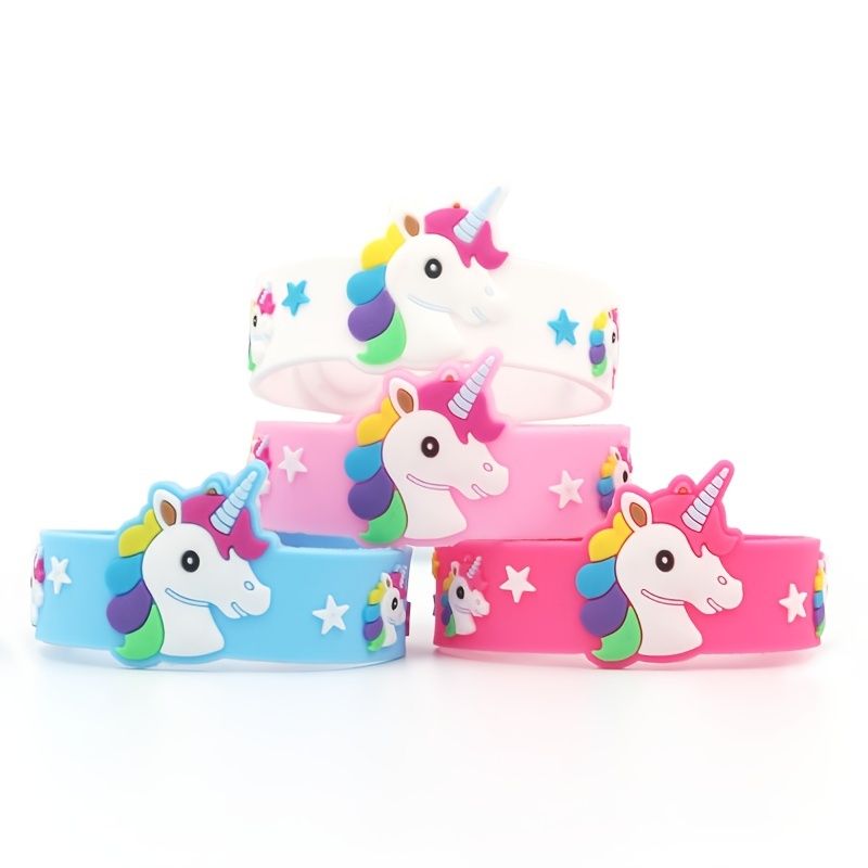 4 St / Förpackning Nya Unicorn Pvc Mjuka Gummiarmband För Barn Tecknade Smycken Presenter