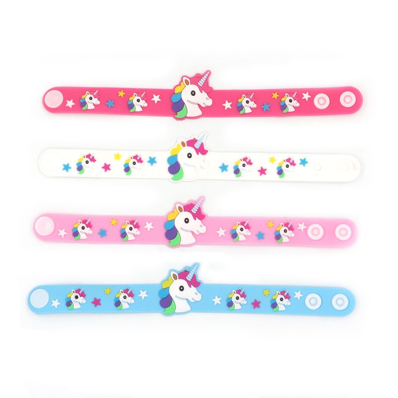 4 St / Förpackning Nya Unicorn Pvc Mjuka Gummiarmband För Barn Tecknade Smycken Presenter