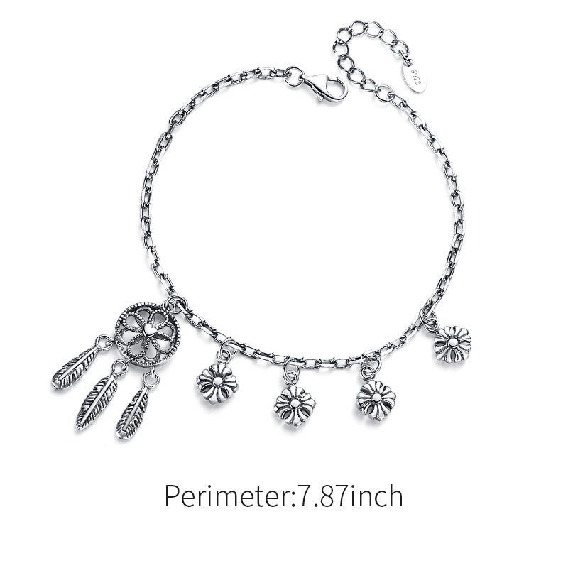 925 Sterling Silver Dream Catcher Hänge Armband Berlocker Smycken Present Födelsedagspresenter För Kvinnor Fru Flickor Henne