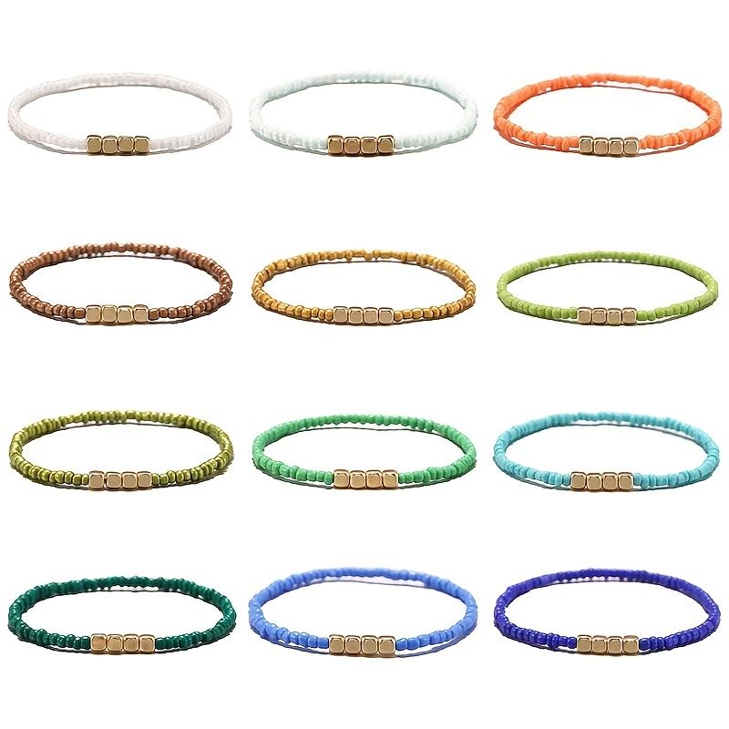 Boho Style Rispärlor Flerfärgade Damarmband Berlocker Smycken Present Födelsedagspresenter För Kvinnor Fru Flickor Henne