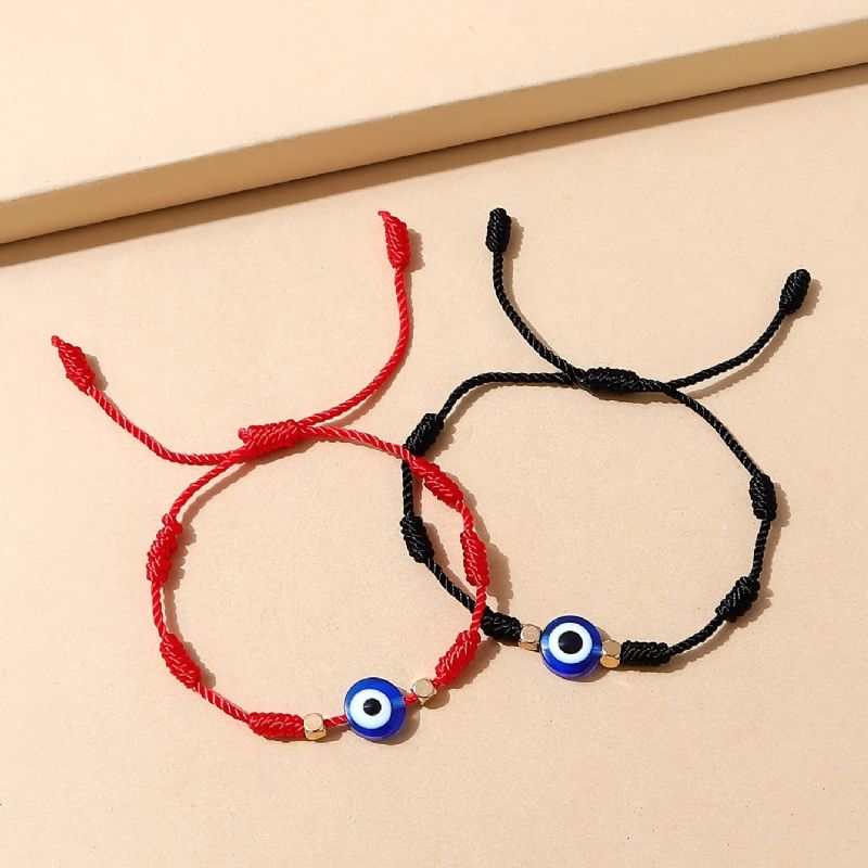 Evil Eye Armband For Women 2pack Flätade Justerbara Set Berlocker Smycken Present Födelsedagspresenter För Kvinnor Fru Flickor Henne