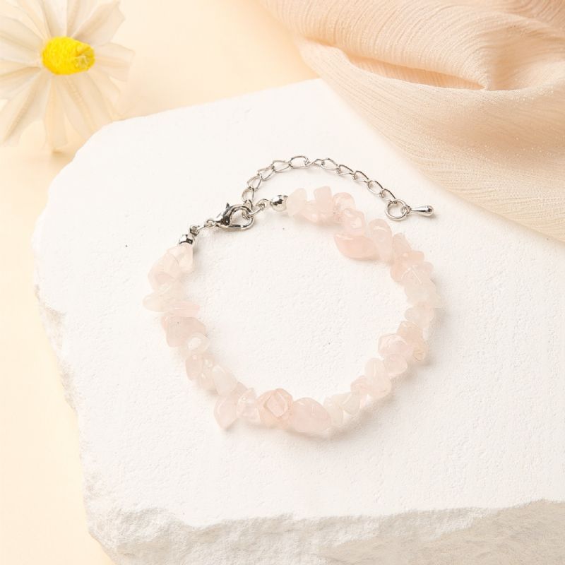 Naturliga Rose Quartz Armband För Kvinnor Chakra Justerbara För Smycken Present Födelsedagspresenter För Mamma Fru Flickor Henne