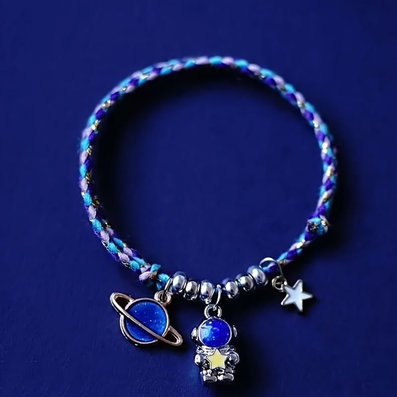 Star Moon Astronaut Tofs Par Armband Berlocker Smycken Present Födelsedagspresenter Till Kvinnor Fru Flickor Henne