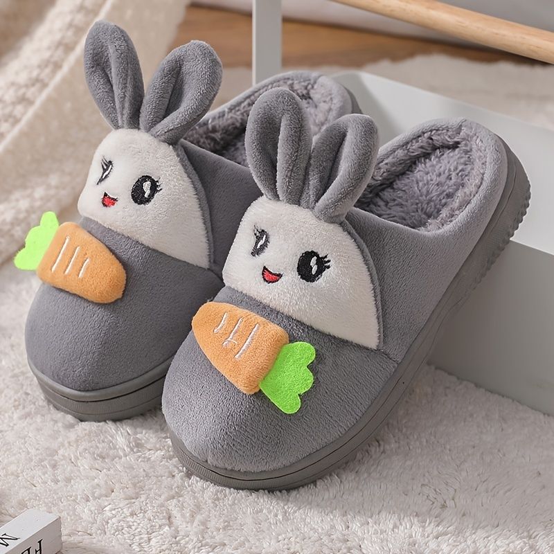 Pojkar Flickor Tofflor Plysch Anti-slip Indoor Thermal Rabbit Design Skor Vinter Nytt