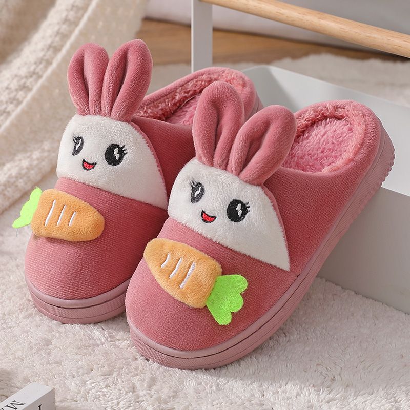 Pojkar Flickor Tofflor Plysch Anti-slip Indoor Thermal Rabbit Design Skor Vinter Nytt