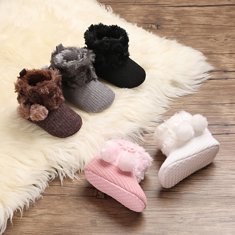 Toddler Bebis Pojkar Flickor Booties Plus High Top Tofflor Inomhusskor För Vintern