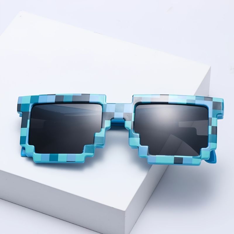 Ett Par Tecknade Vintageglasögon 8 Bit Pixel Nyhet Mosaik Cospla Goggles My World Glasögon Barn Solglasögon Bebis Pojkar Present