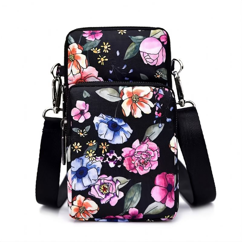 Flickor Med Blommönster Neon Telefonväska Mini Crossbody Bag Casual Sportväska