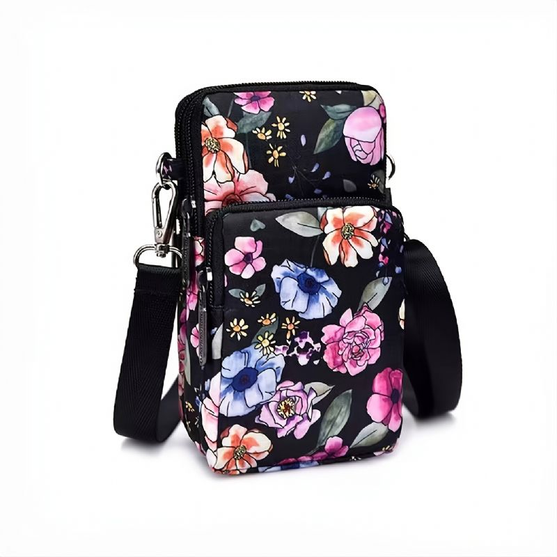 Flickor Med Blommönster Neon Telefonväska Mini Crossbody Bag Casual Sportväska