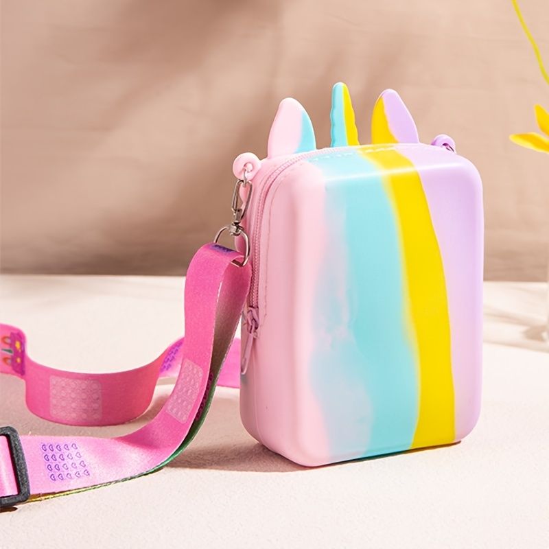 Flickor Silikon Söt Unicorn Messenger Bag Myntväska Barns Dekompression Pop Fidget Toys