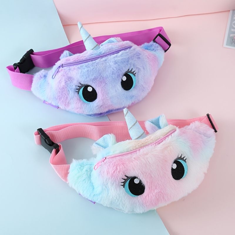 Flickor Söt Cartoon Plysch Unicorn Midjeväska Justerbar Crossbody-väska För Festtillbehör