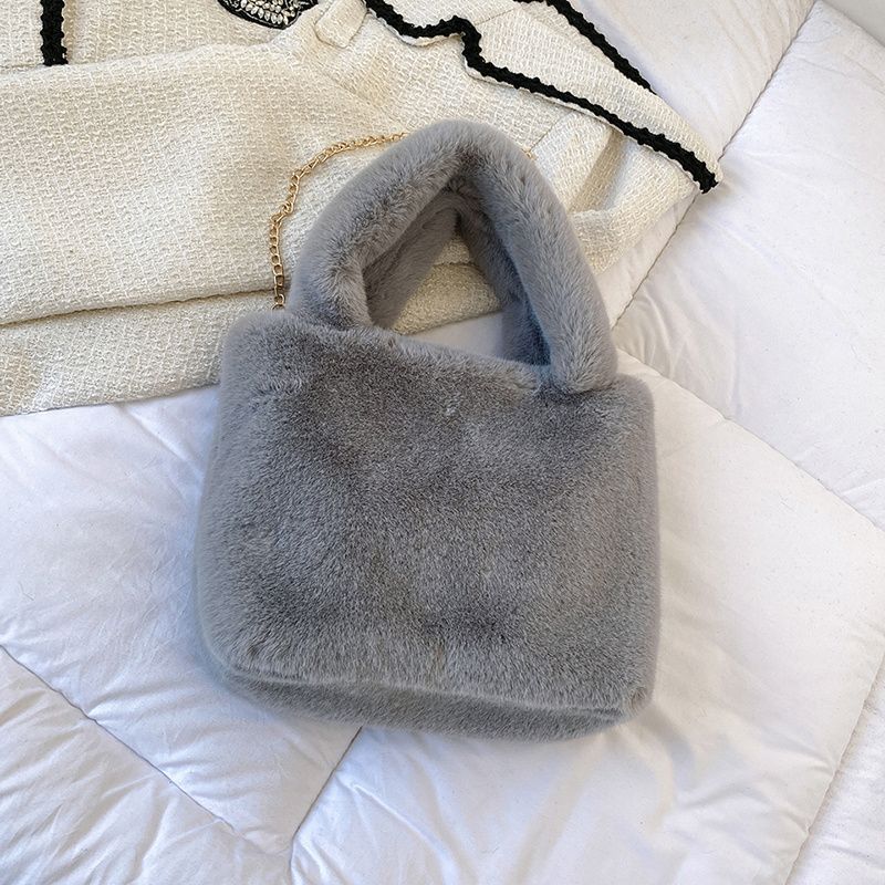 Stor Fluffig Tygväska För Kvinnor Furry Crossbody-väska Med Metallkedja Faux Fur Women Flickor Handväska