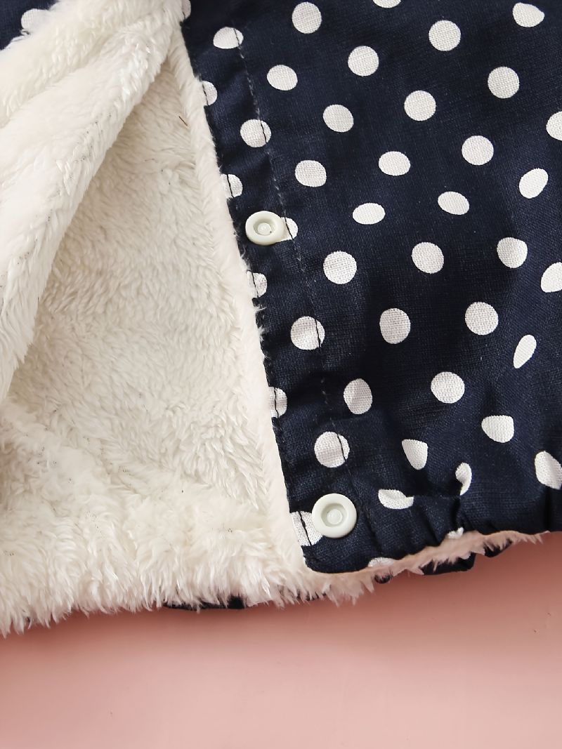 Bebis Flickor Polka Dot & Velvet Vändbar Väst För Höst Och Vinter Ny