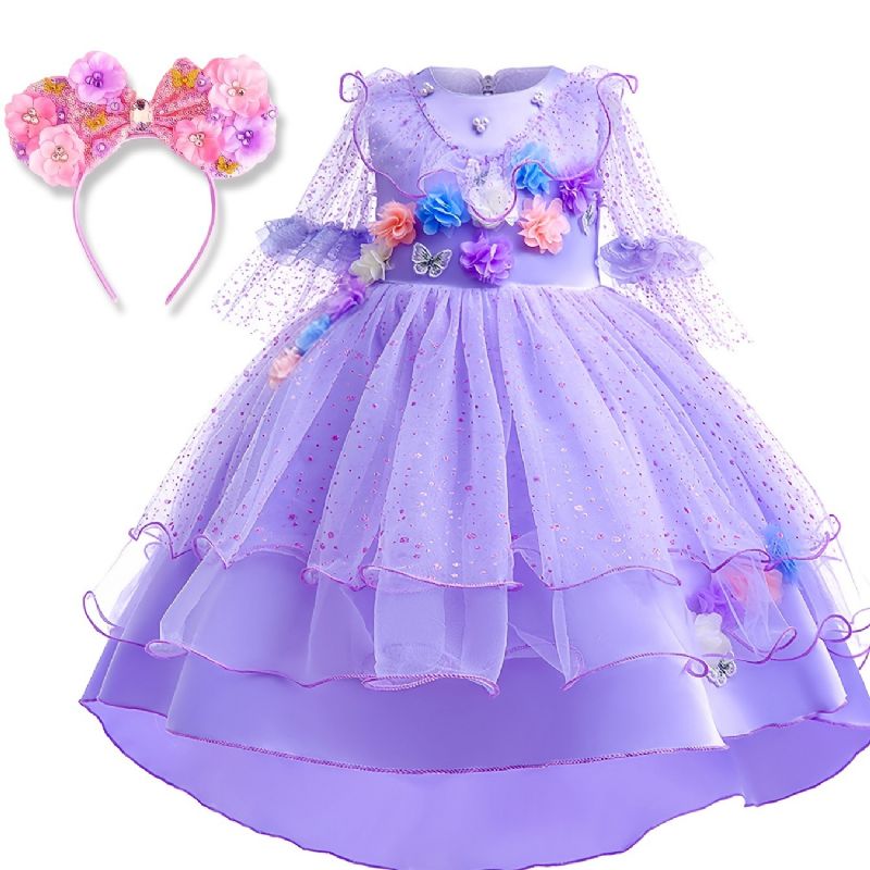 2st Flickor Purple Flower Party Dress & Pannband