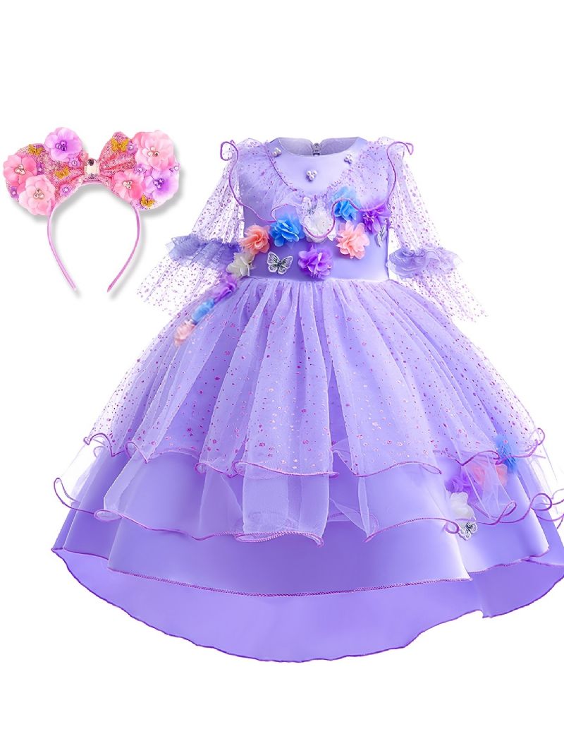 2st Flickor Purple Flower Party Dress & Pannband