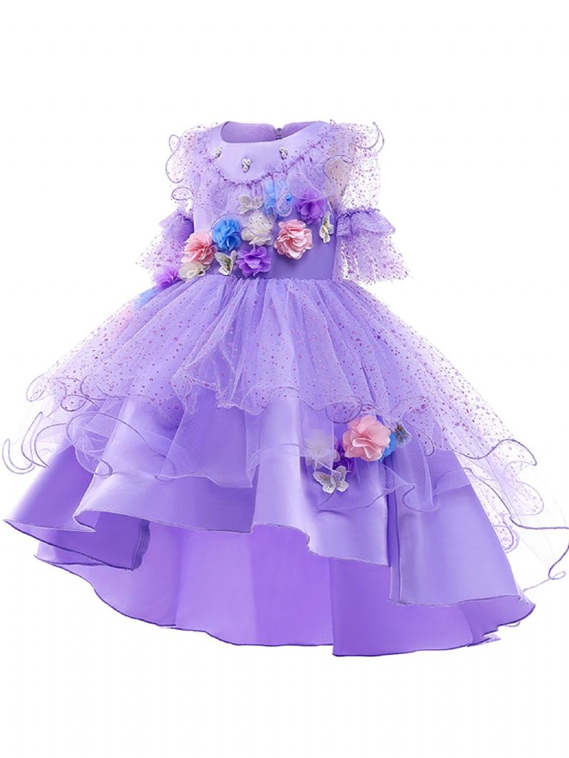 2st Flickor Purple Flower Party Dress & Pannband