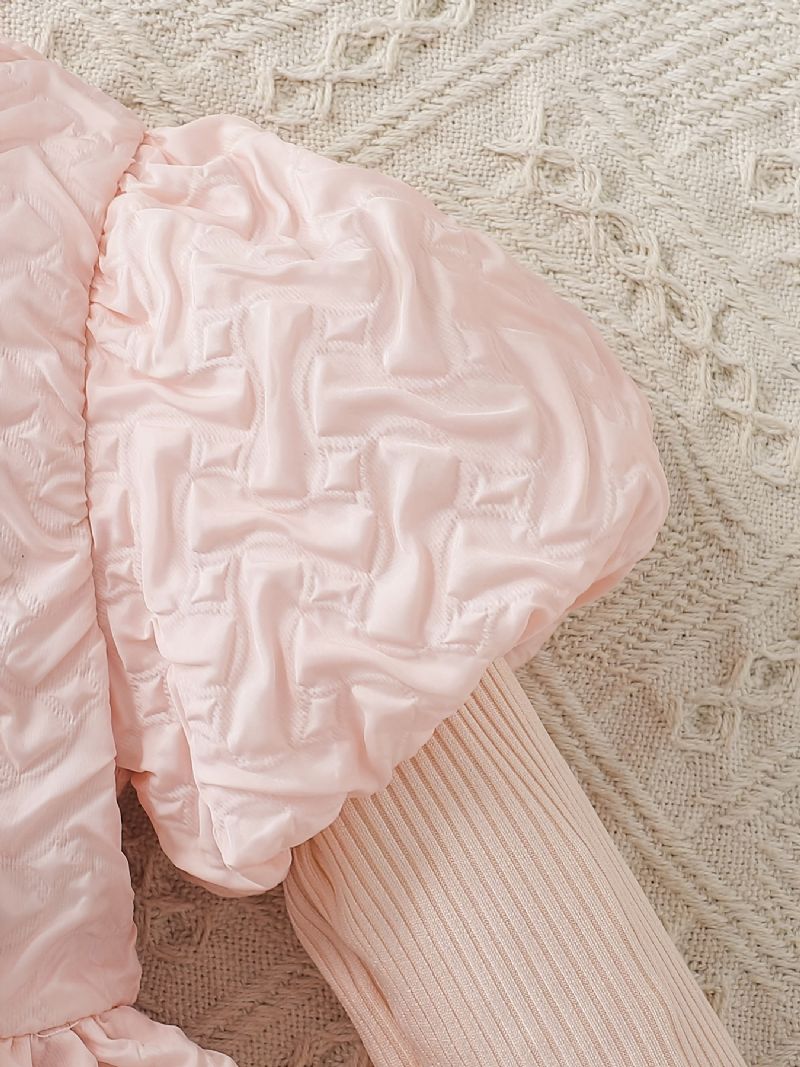 Bebis Flickor Elegant Sweet Puff Sleeve Princess Klänning Med Rosett För Fest Rosa