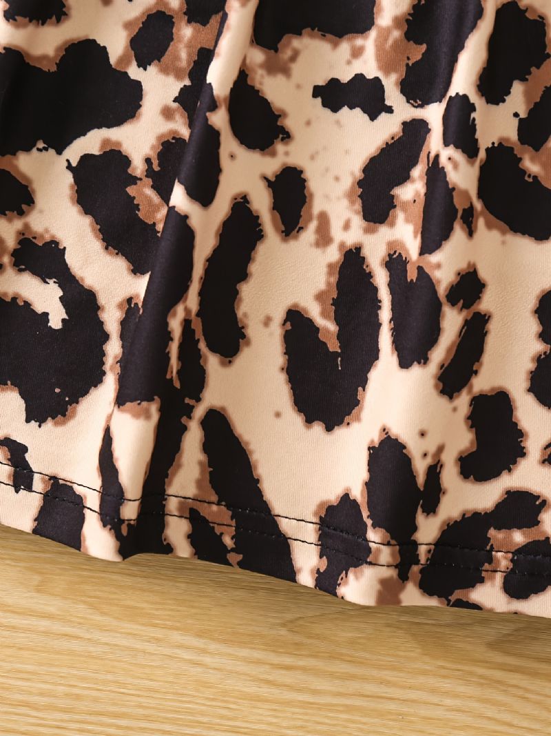 Bebis Flickor Långärmad Volang Klädsel Leopard Splicing Dress Barnkläder