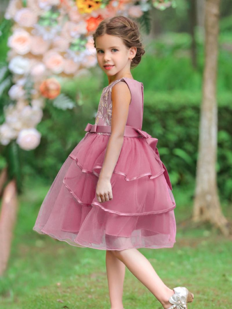 Christmas Flickor Flower Plant Brodery Party Dress