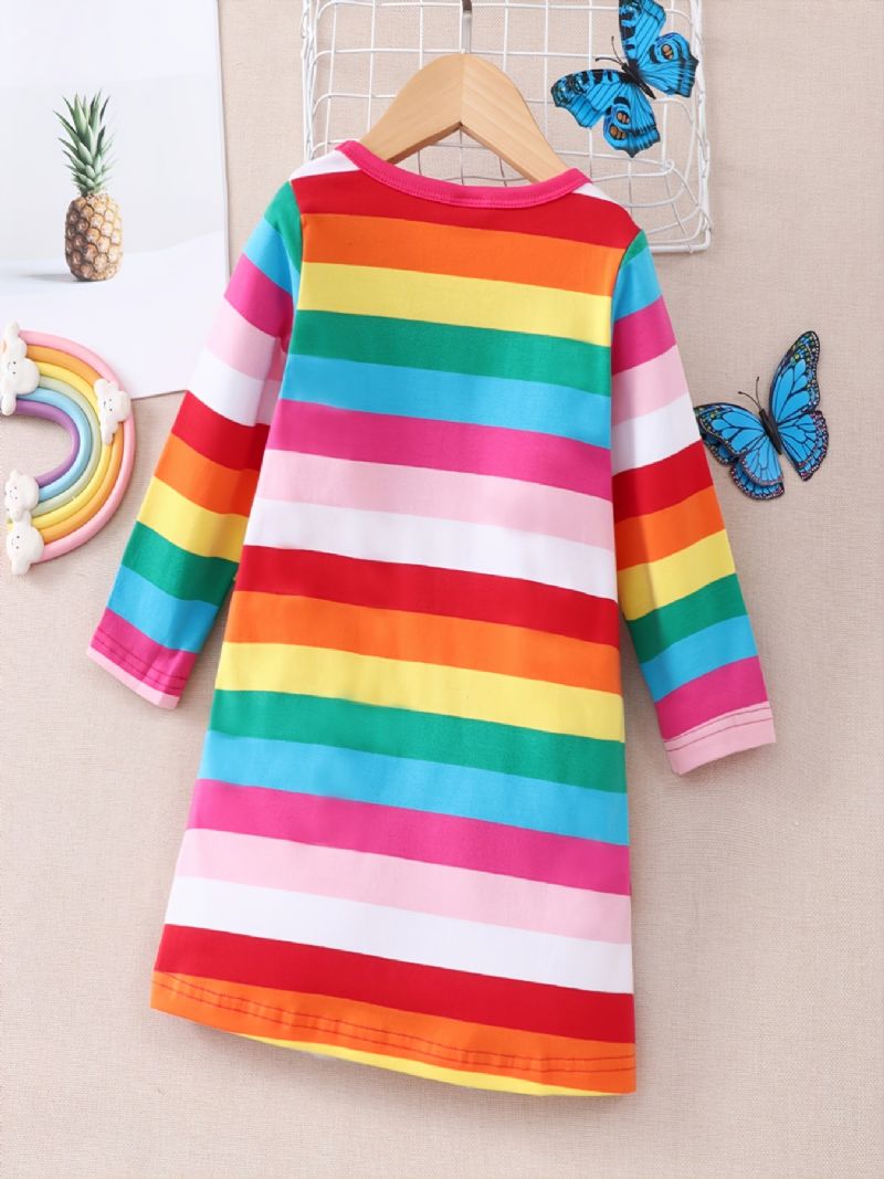 Christmas Price Cuts Flickor Rainbow Print Butterfly Dress