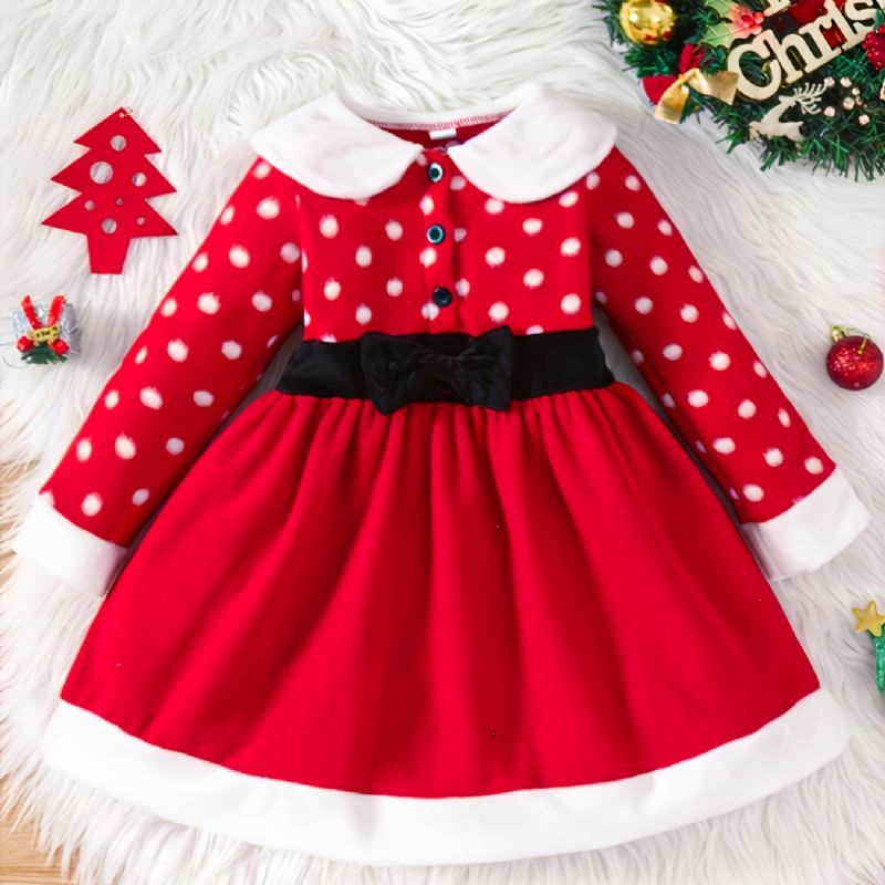 Christmas Toddler Bebis Flickor Dress Princess Plysch Långärmad Klänning