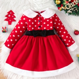 Christmas Toddler Bebis Flickor Dress Princess Plysch Långärmad Klänning