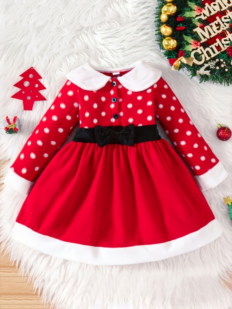 Christmas Toddler Bebis Flickor Dress Princess Plysch Långärmad Klänning