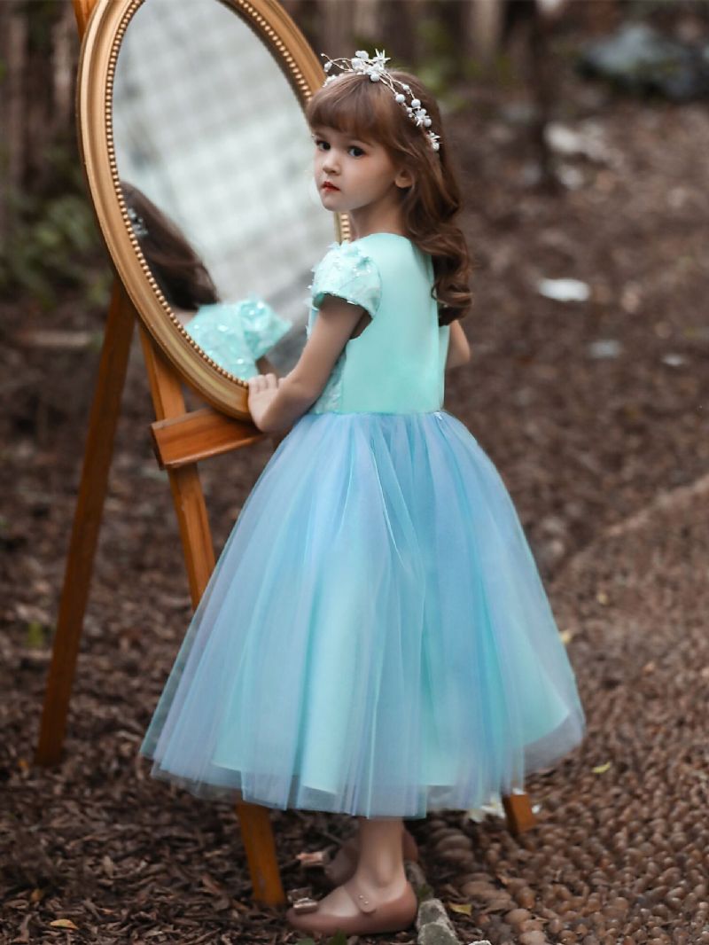 Flickor Bow Mesh Princess Dresses Piano Performance Dress