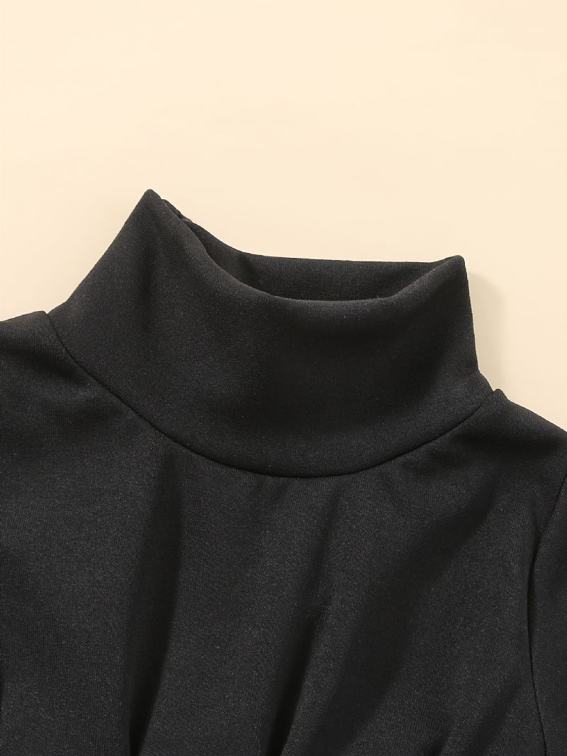 Flickor Casual Mogen Solid Turtleneck Thermal Klänning För Vintern