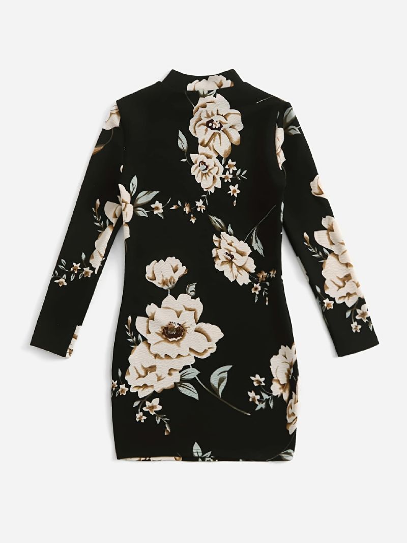 Flickor Elegant Blommönster Bodycon Klänning Barnkläder