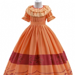 Flickor Elegant Gorgeous Ruffled Dress Costume For Performance Party Orange