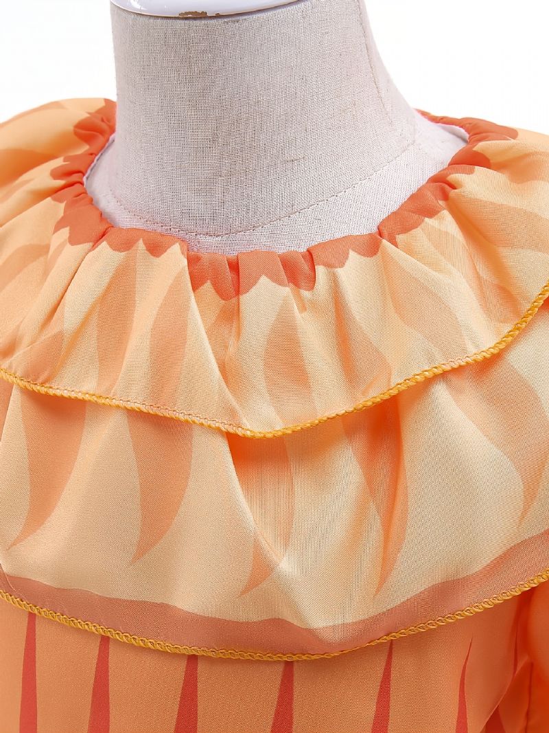 Flickor Elegant Gorgeous Ruffled Dress Costume For Performance Party Orange