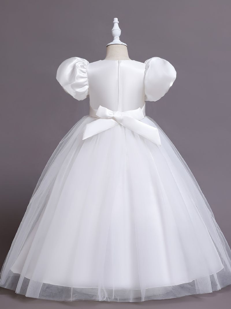 Flickor Elegant V-ringad Puffärmar Broderade Princess Dress Christmas Formella Klänningar