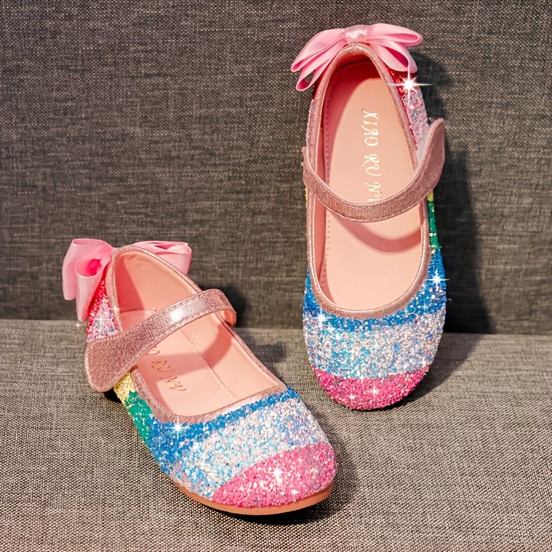 Flickor Mary Jane Flats Princess Dress Skor Med Paljetter & Rosetter Dekor