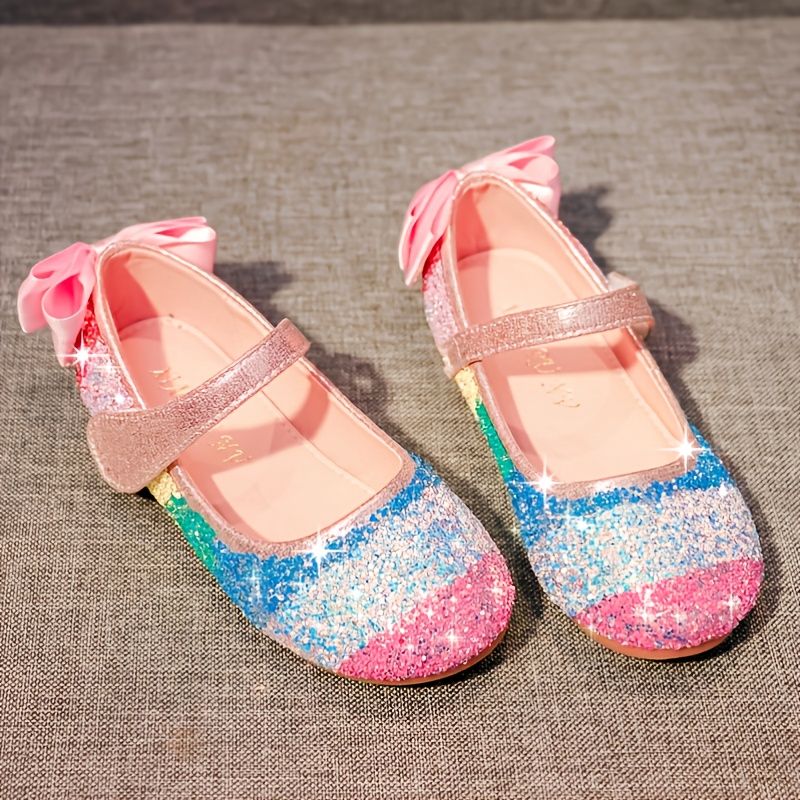 Flickor Mary Jane Flats Princess Dress Skor Med Paljetter & Rosetter Dekor