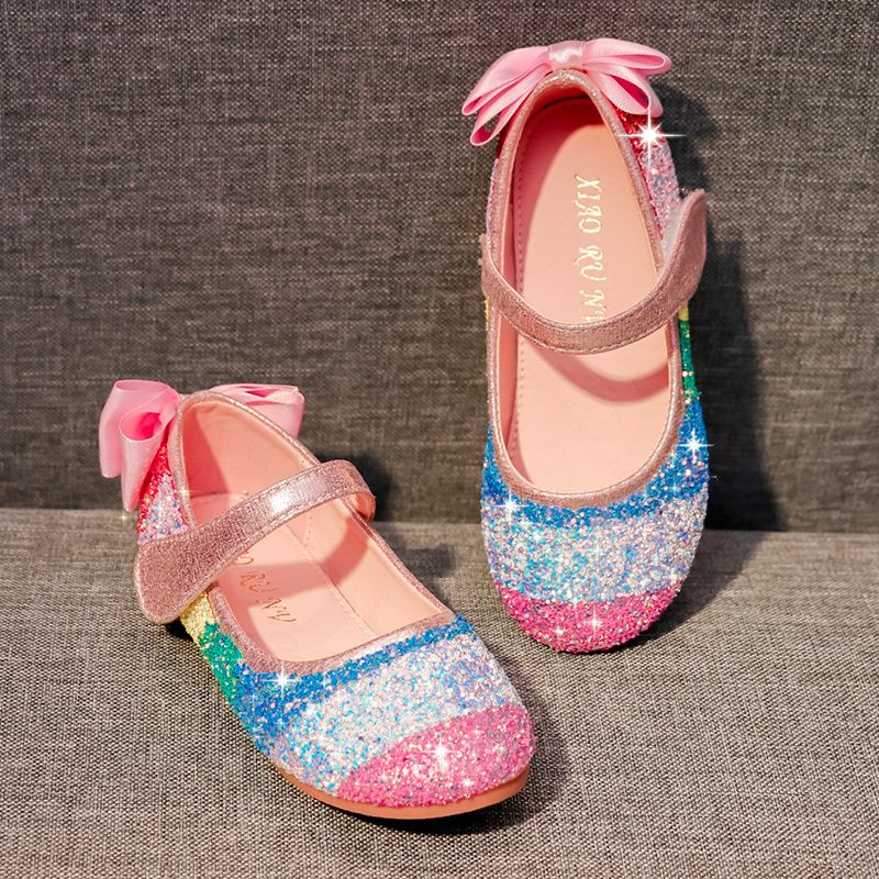 Flickor Mary Jane Flats Princess Dress Skor Med Paljetter & Rosetter Dekor