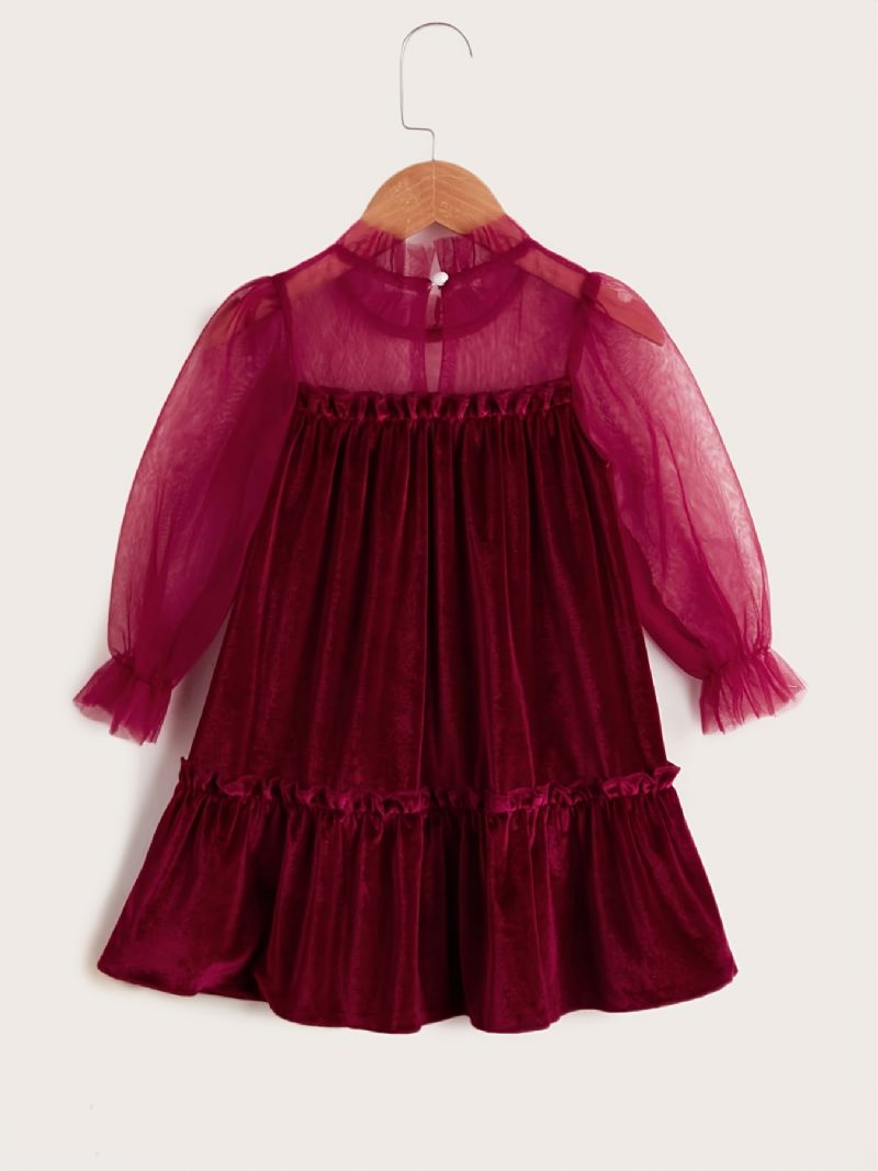 Flickor Mesh Velvet Dress For Fall Winter New Princess Christmas