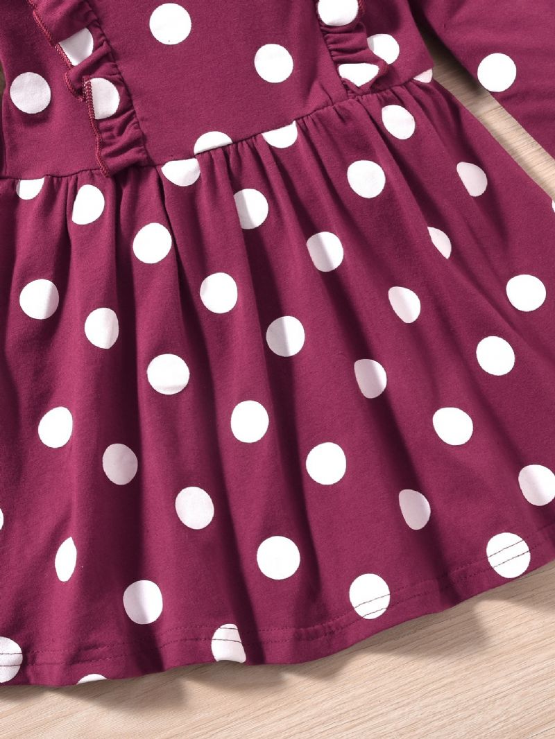 Flickor Polka Dot Casual Långärmad Klänning