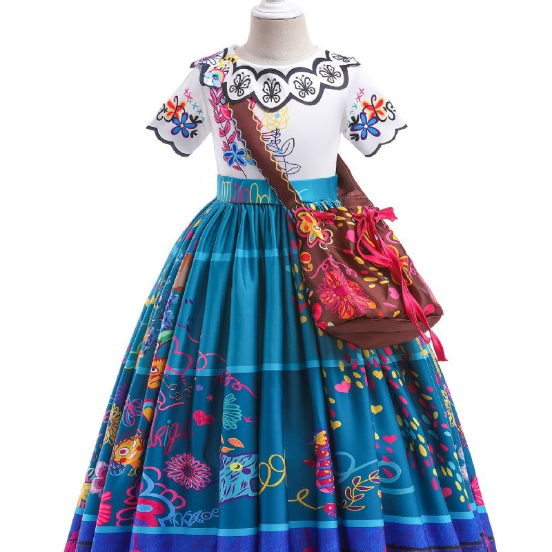 Flickor Princess Dress With Bag Kostym Up Födelsedagsfest Jul Cosplay Outfit