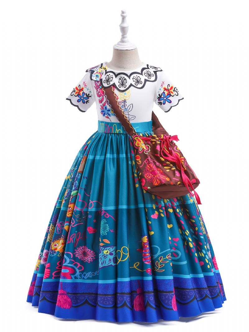 Flickor Princess Dress With Bag Kostym Up Födelsedagsfest Jul Cosplay Outfit